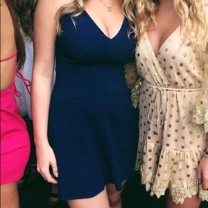 amanda uprichard fit and flare navy dress